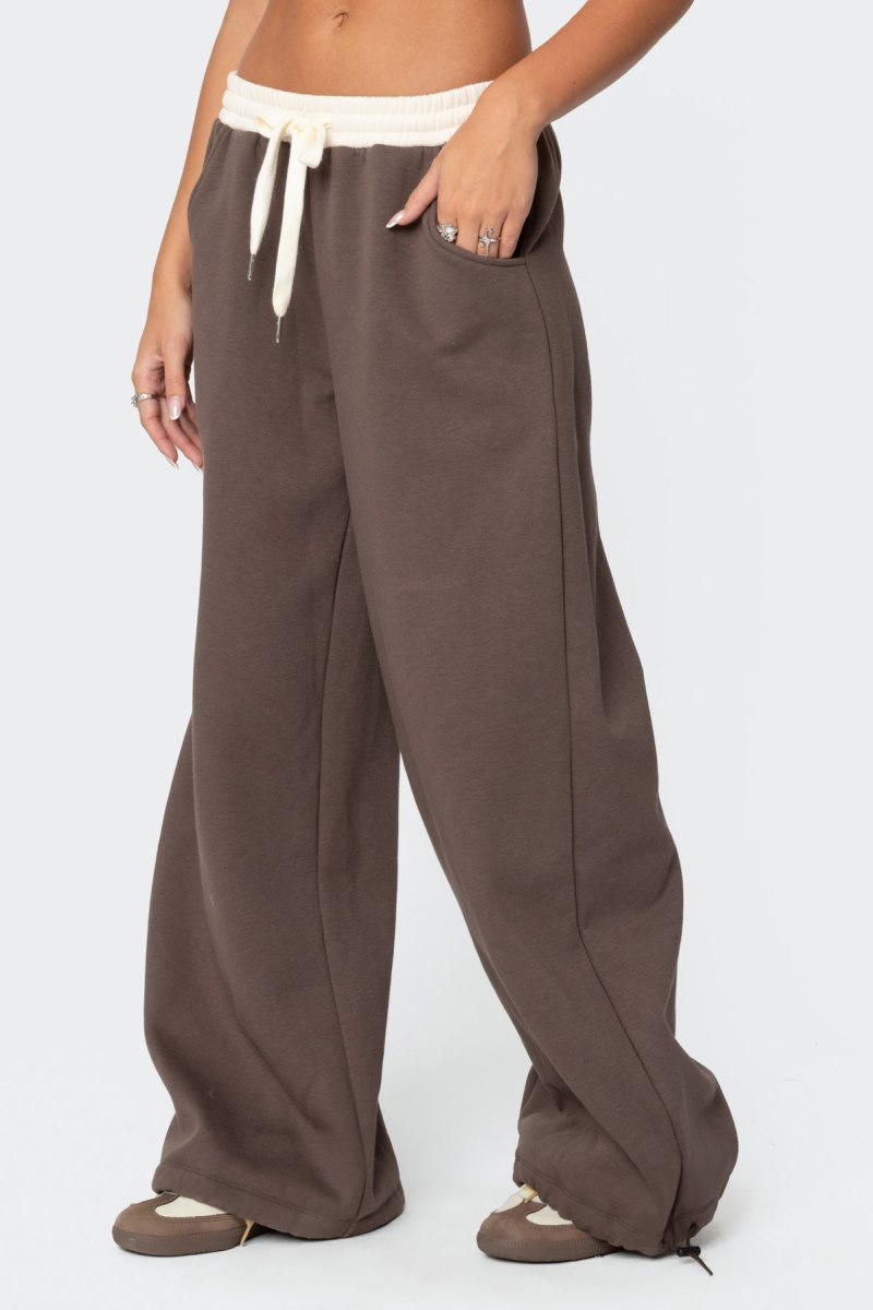Edikted Mikki Wide Leg Sweatpants Pants Brown | USA MF435293Q2