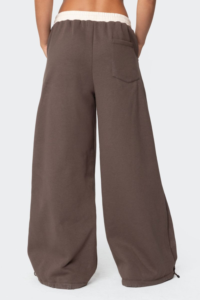 Edikted Mikki Wide Leg Sweatpants Pants Brown | USA MF435293Q2