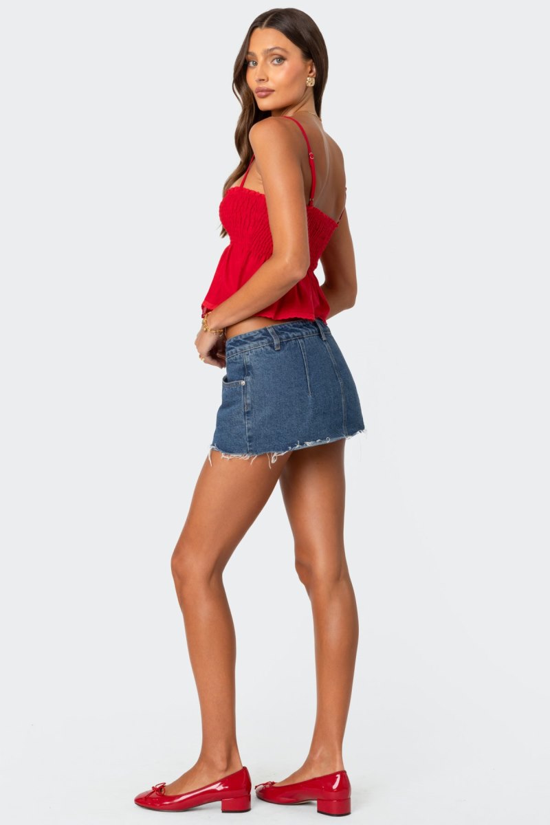 Edikted Millie Scrunch Tank Top Red | USA JE360036W1