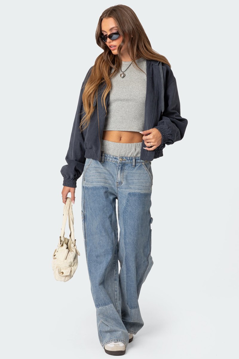 Edikted Milly Oversized Cropped Jackets Navy | USA AW342254J4