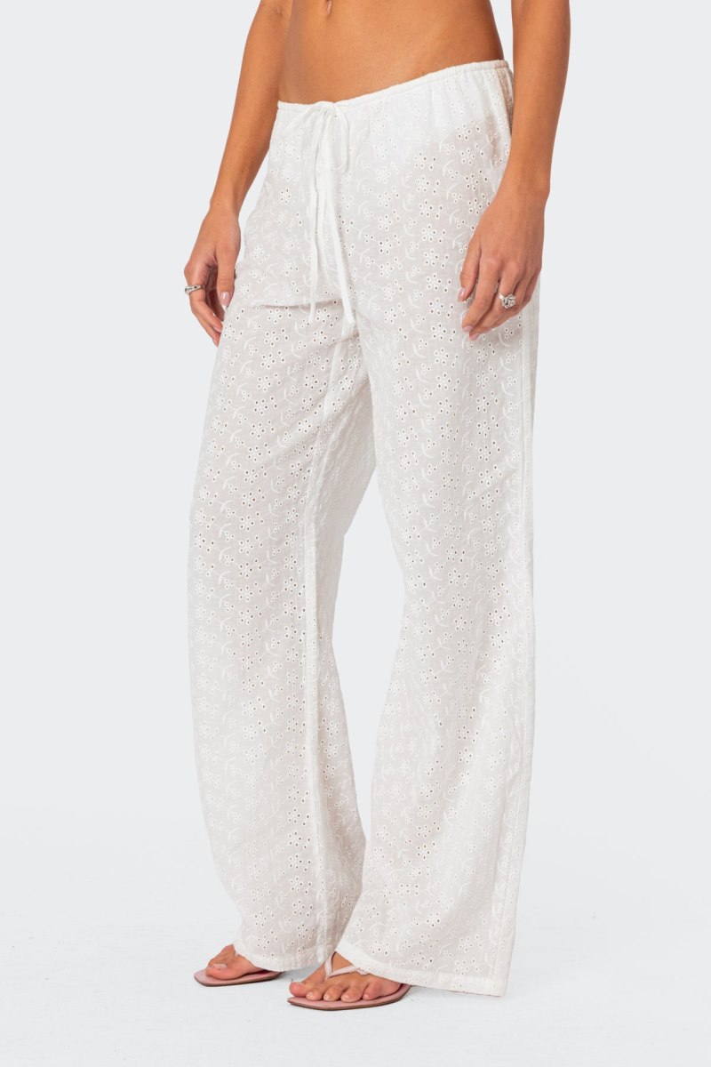 Edikted Miracle Cotton Lace Pants White | USA QK231113X4