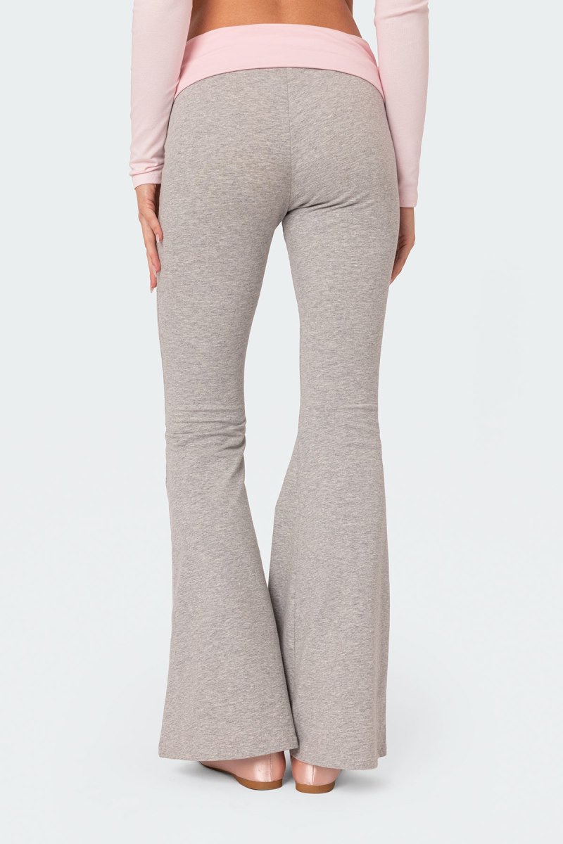 Edikted Molly Contrast Flared Leggings Pants Gray Melange | USA PQ671047N5