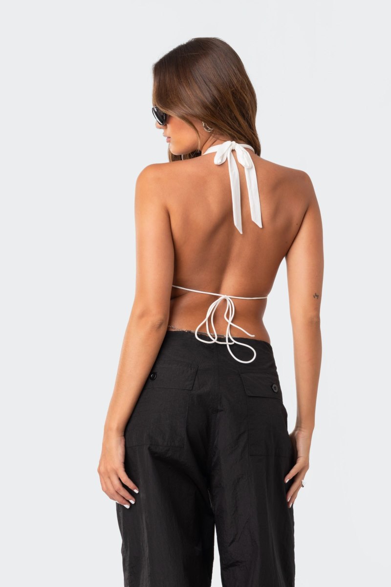 Edikted Monique Cropped Open-Back Crop Tops Black | USA WM543114P3