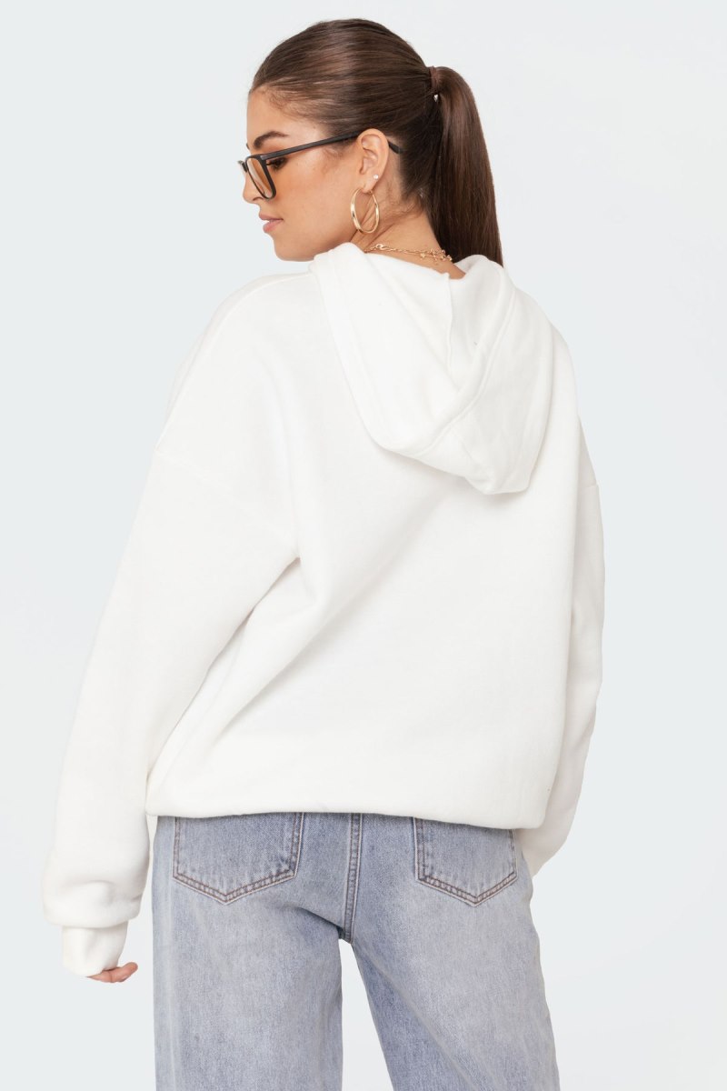 Edikted Mono Print Hoodie Long Sleeve Tops White | USA ND791279M3