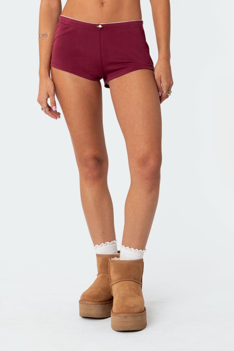 Edikted Monroe Micro Shorts Burgundy | USA ES928122U7