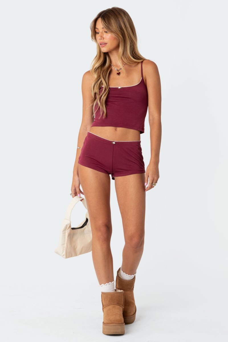 Edikted Monroe Micro Shorts Burgundy | USA ES928122U7