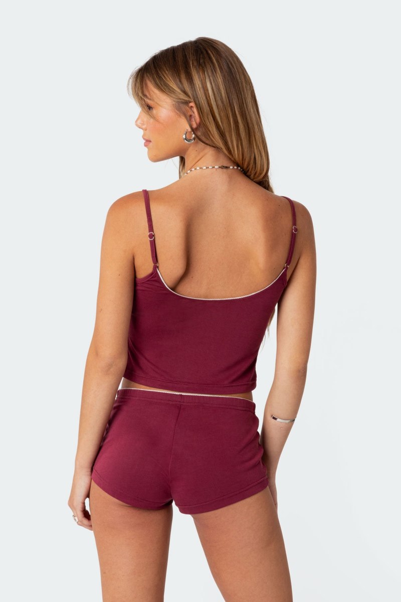 Edikted Monroe Tank Top Burgundy | USA EM764196D2