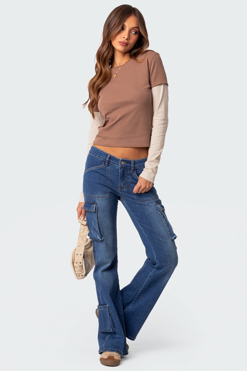 Edikted Mood Layered Long Sleeve T Shirts Brown | USA FE388768M8