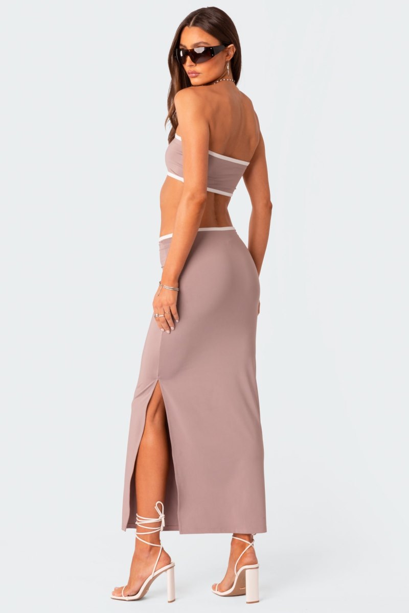 Edikted Nadia Bandeau Crop Tops Purple | USA XP144954Y2