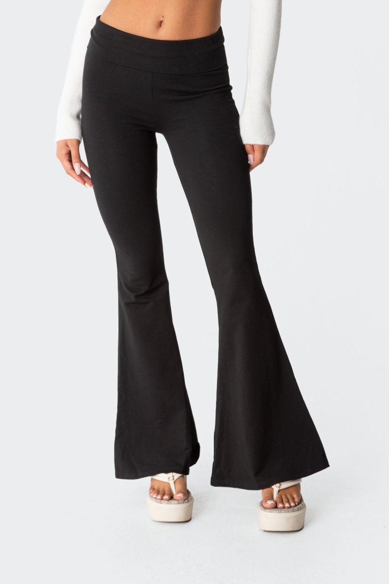 Edikted Naomi Flared Leggings Pants Black | USA QK339703A2