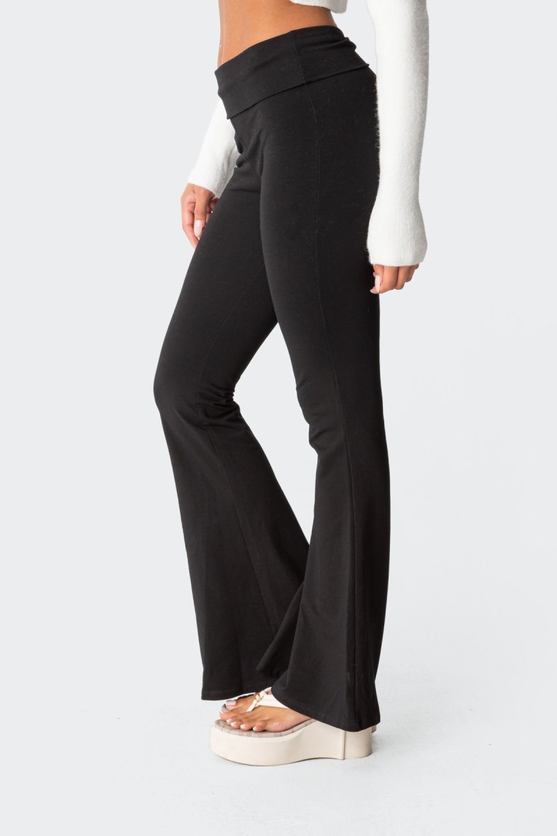 Edikted Naomi Flared Leggings Pants Black | USA QK339703A2
