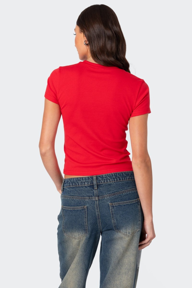 Edikted Nashville T Shirt Graphic Tops Red | USA ZI555765Q7
