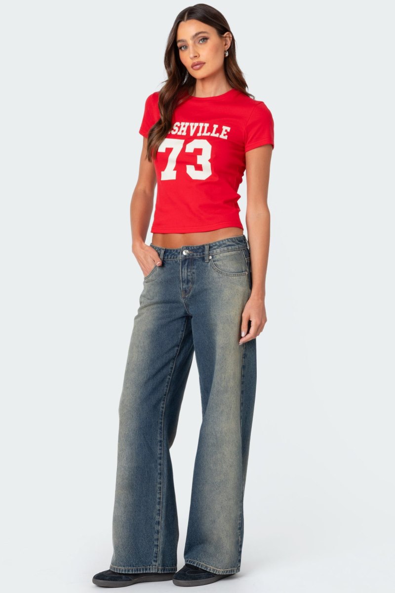 Edikted Nashville T Shirts Red | USA DQ273337U3