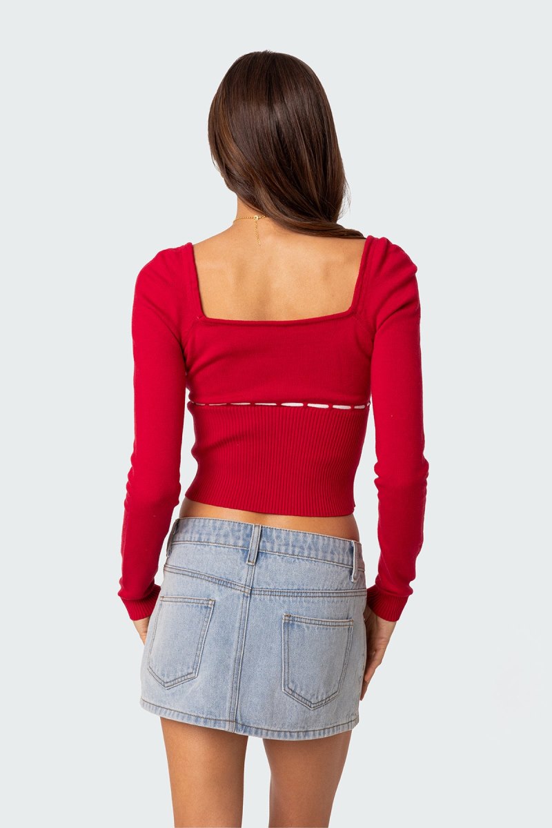 Edikted Natasha Knitted Tops Red | USA RQ987488H9