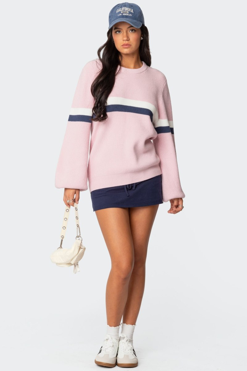 Edikted Nautical Striped Oversized Sweater Gray Melange | USA AC550365S4