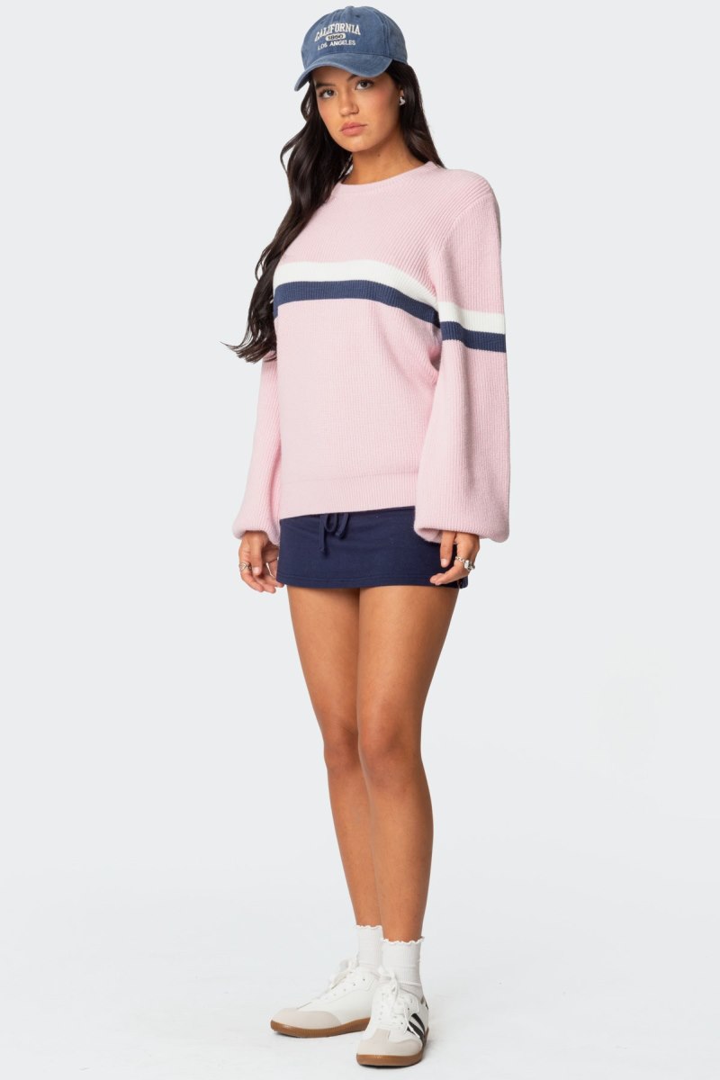 Edikted Nautical Striped Oversized Sweater Gray Melange | USA AC550365S4