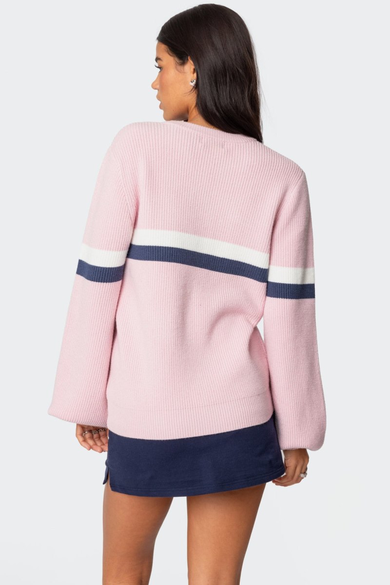 Edikted Nautical Striped Oversized Sweater Gray Melange | USA AC550365S4
