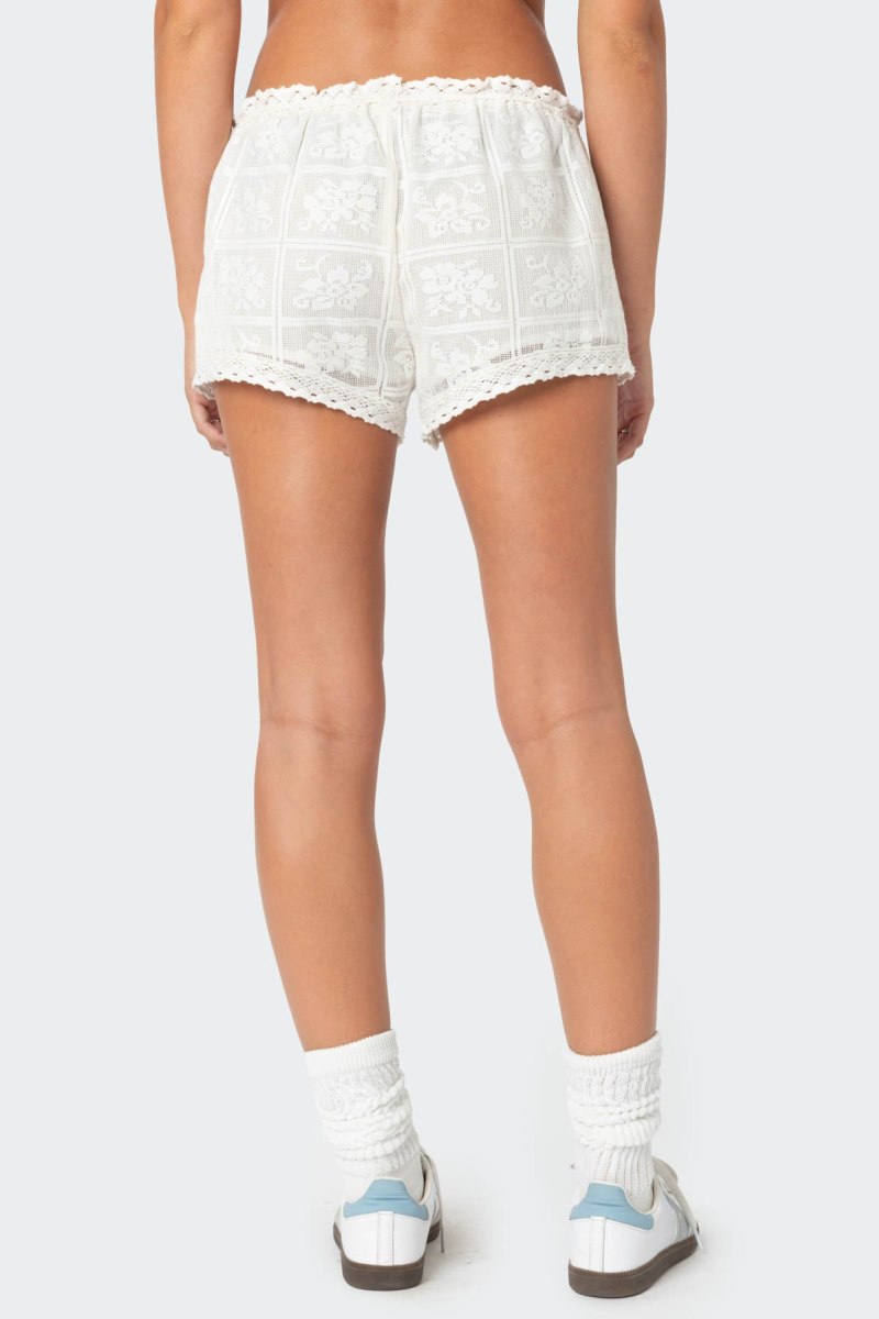 Edikted Needlepoint Lacey Shorts Cream | USA SI451955S1