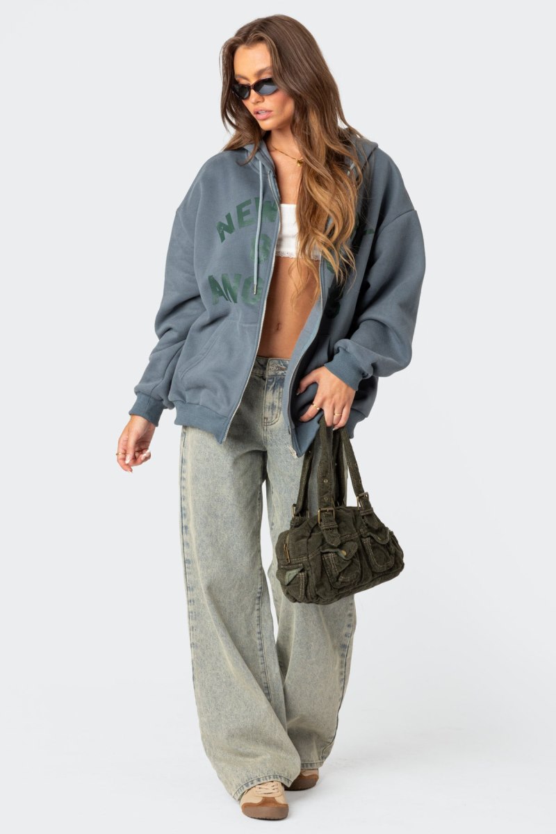 Edikted New York Angels Oversized Hoodie Blue | USA DF061946F5