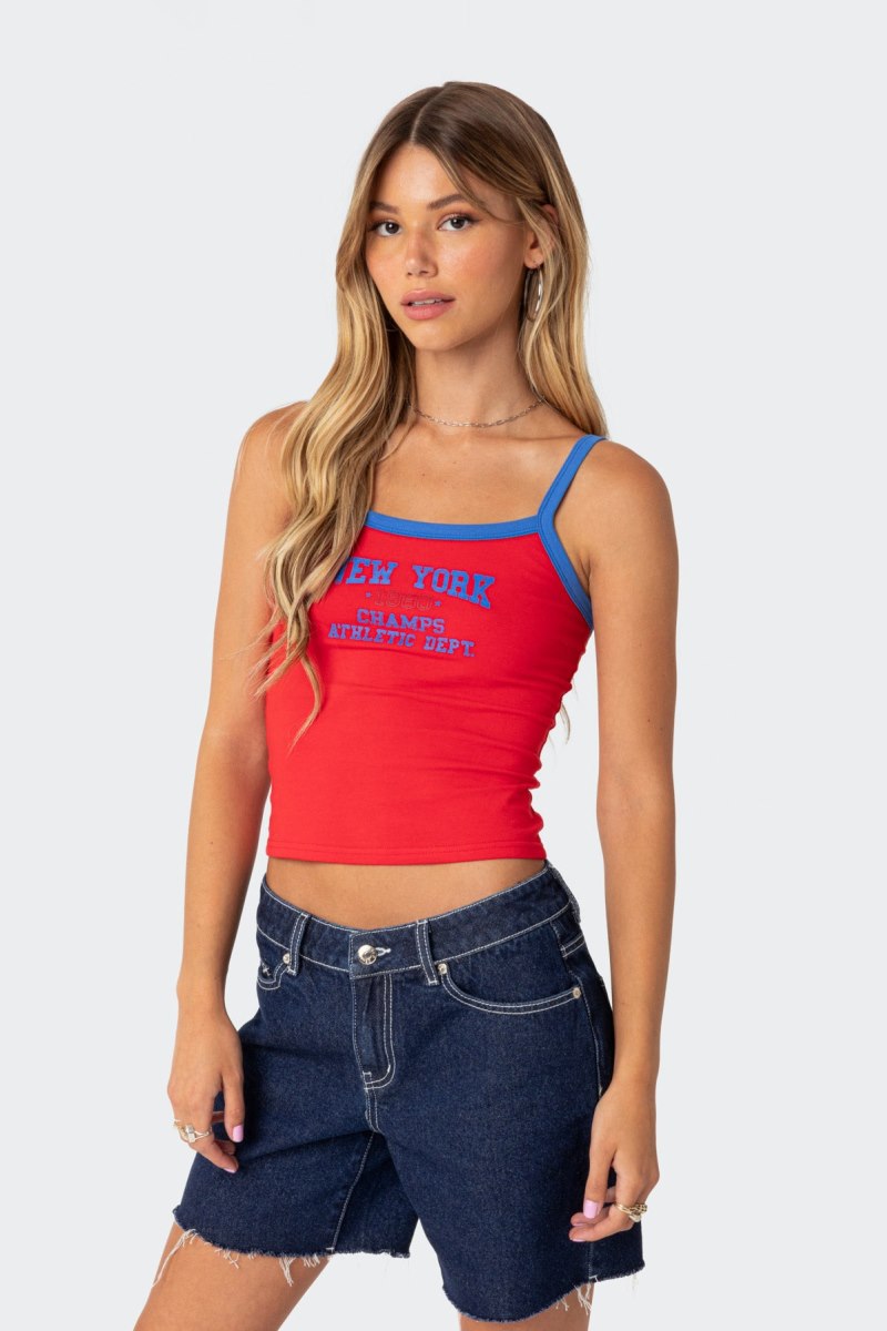 Edikted New York Tank Graphic Tops Red | USA XW766026T9