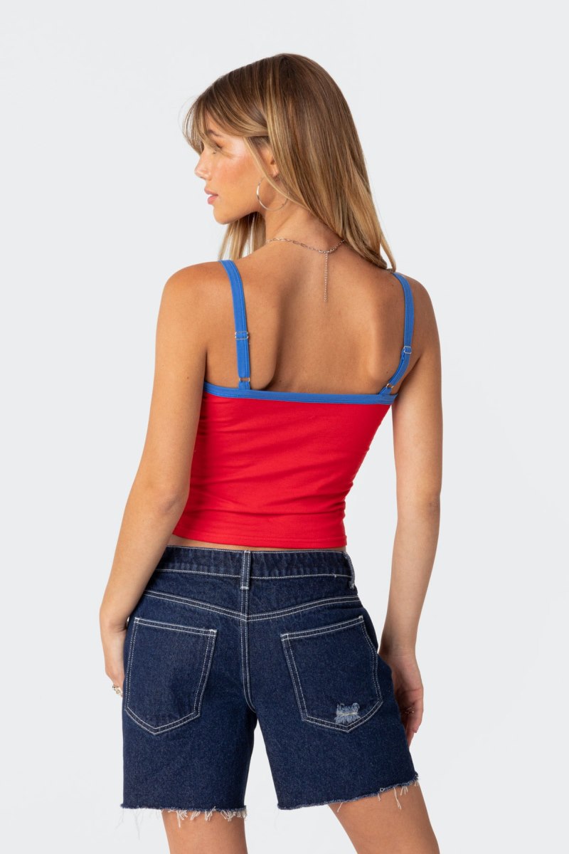 Edikted New York Tank Graphic Tops Red | USA XW766026T9