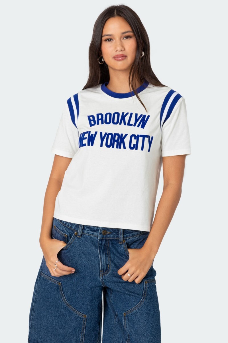Edikted New Yorker T Shirt Graphic Tops White | USA UT157165C4