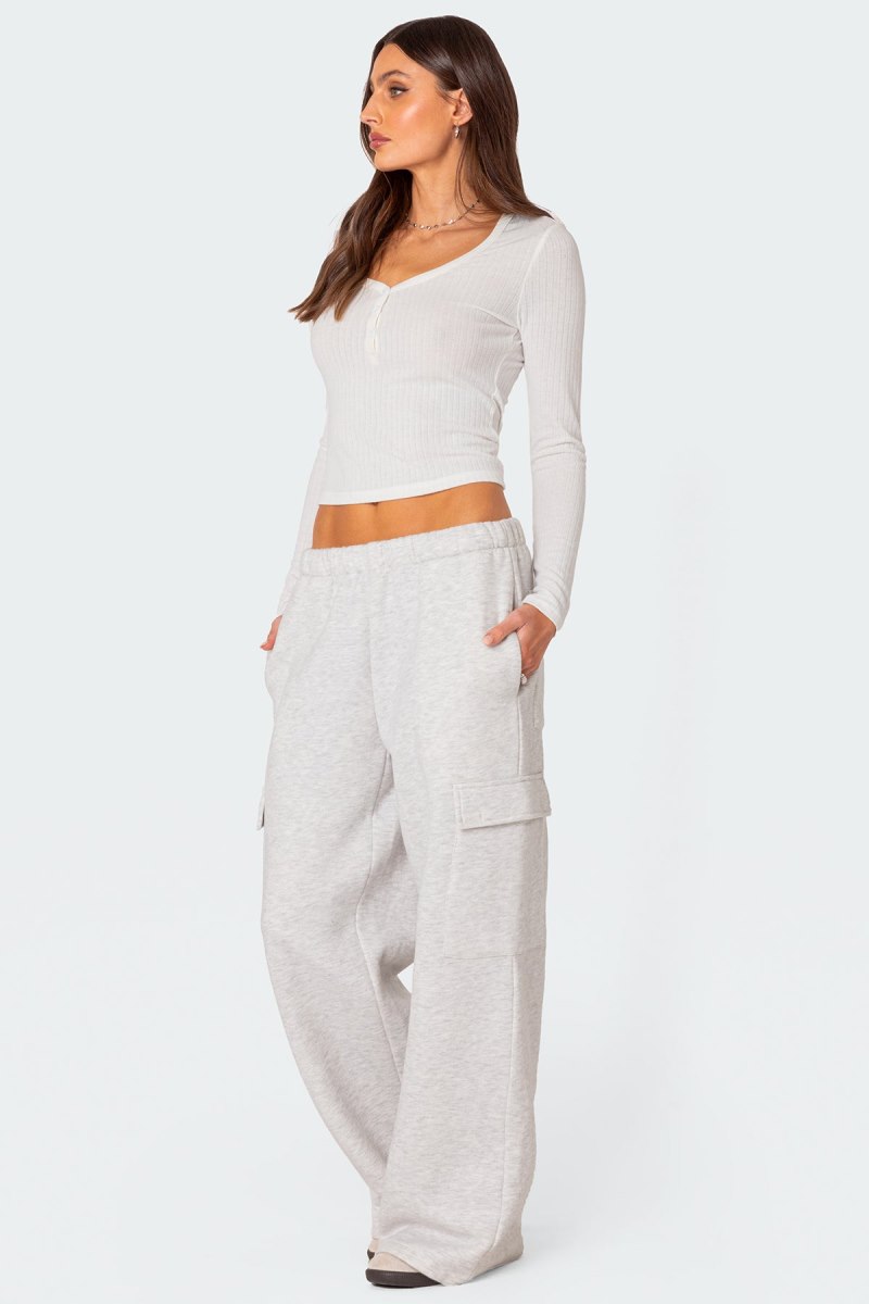 Edikted Noah Pointelle Long Sleeve Tops White | USA UE971387B4