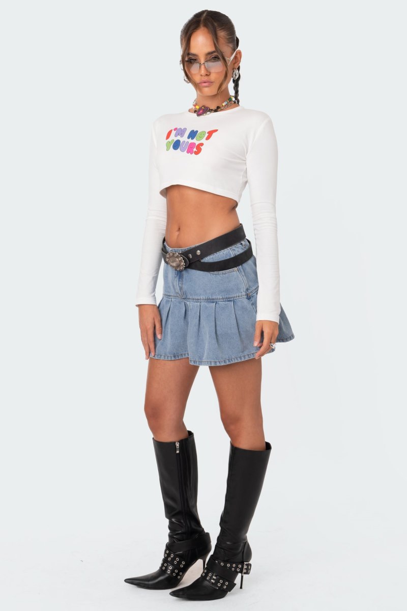 Edikted Not Yours Crop T Shirts White | USA QC570227U9