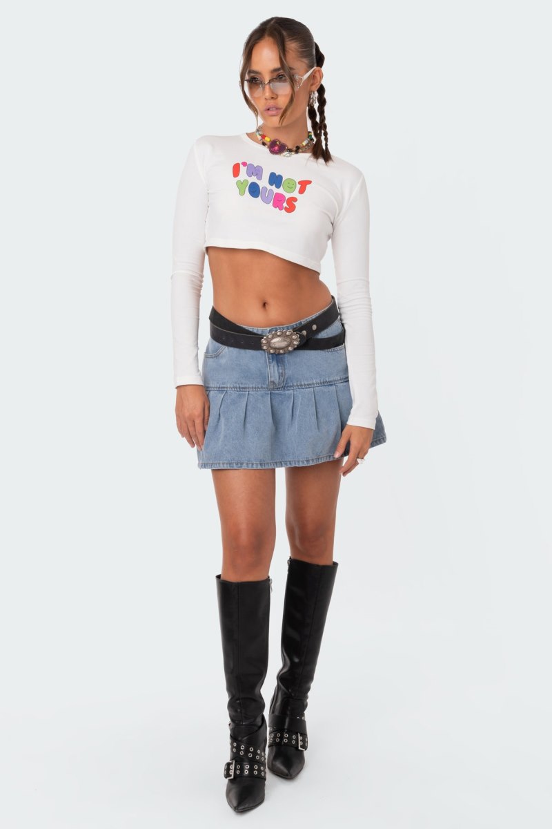 Edikted Not Yours Crop T Shirts White | USA QC570227U9