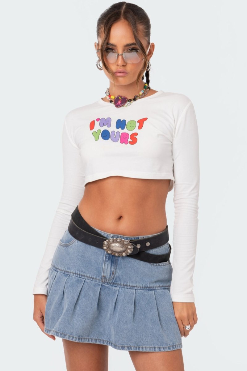Edikted Not Yours Crop T Shirts White | USA QC570227U9