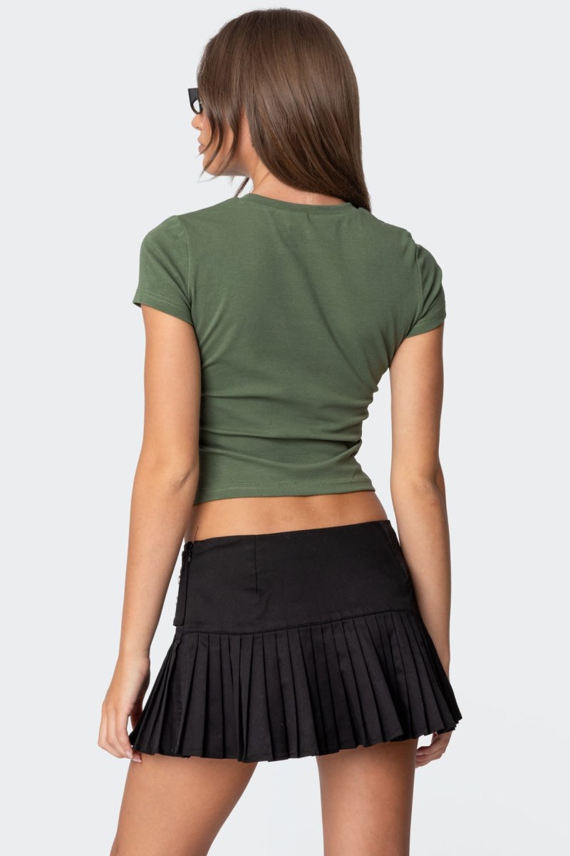 Edikted Nothing To See T Shirt Graphic Tops Olive | USA KS167906J6