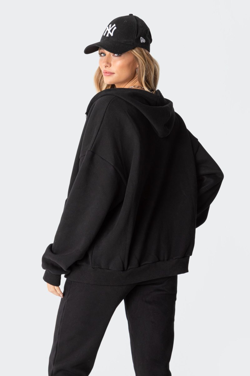 Edikted Nova Oversized Hoodie Black | USA VQ222872Y0