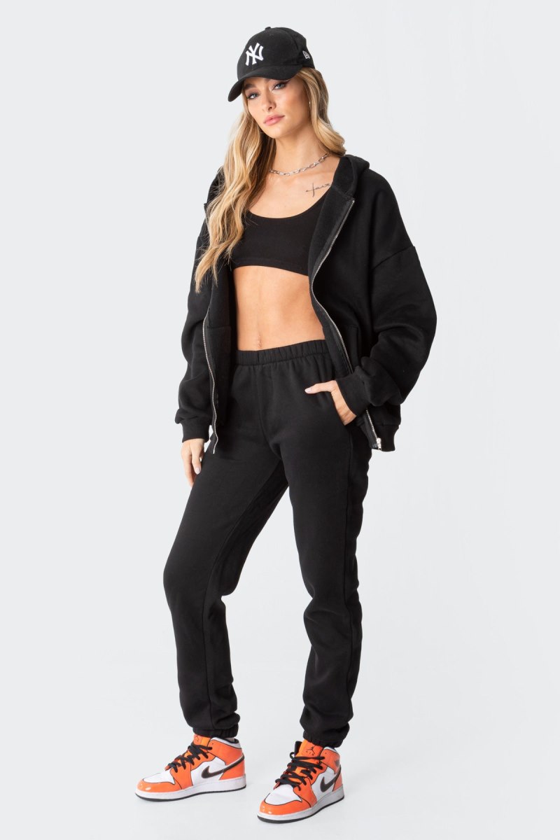 Edikted Nova Oversized Hoodie Long Sleeve Tops Black | USA OY842594A0