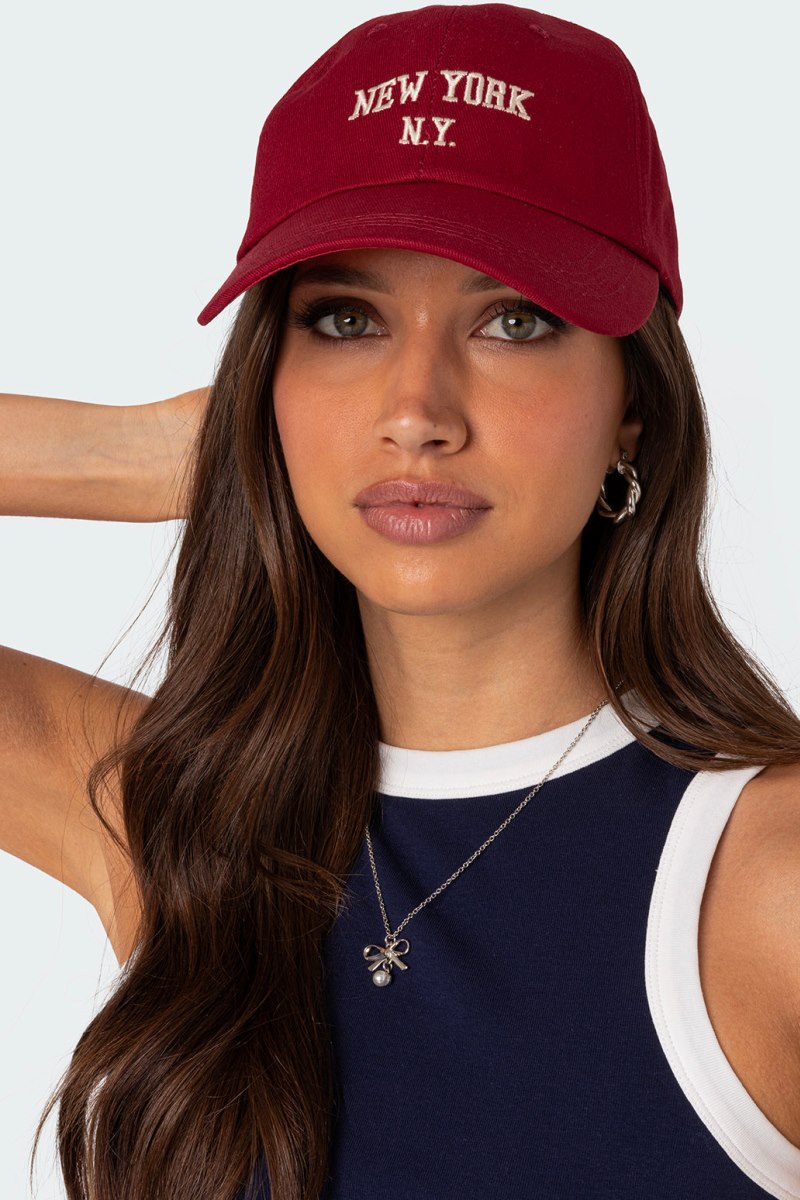 Edikted Nyc Baseball Hats Red | USA FR864536P0