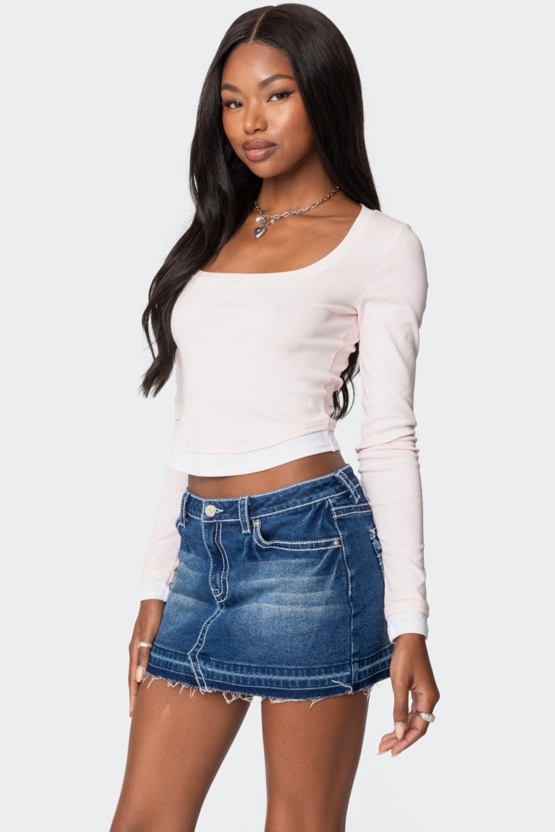 Edikted Nykita Layered Long Sleeve Tops Light Pink | USA SJ690139U1