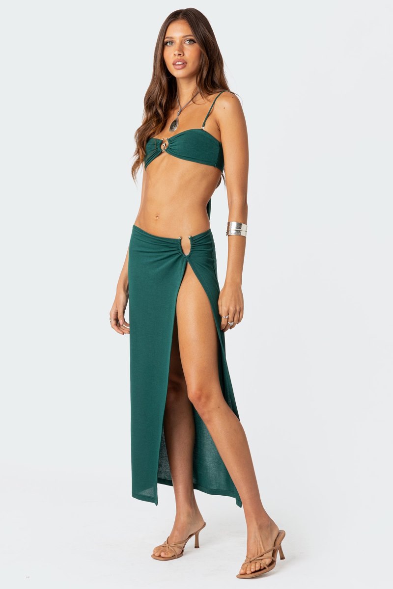 Edikted Nyssa Wrap Midi Skirts Green | USA LI208480C4