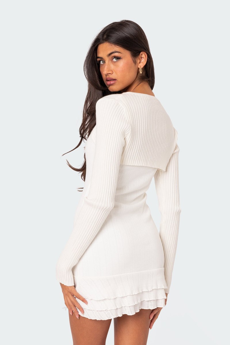 Edikted Octavia Cardigan Shrug Long Sleeve Tops White | USA CT582398U1