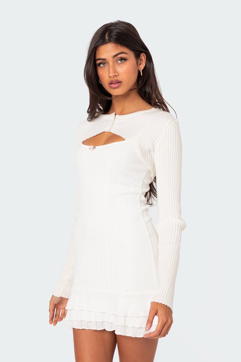 Edikted Octavia Cardigan Shrug Sweater White | USA GB436293E9