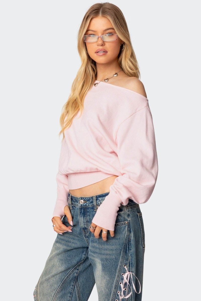 Edikted Off Shoulder Oversized Sweater Black | USA EG255795G6