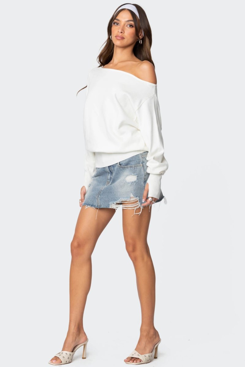Edikted Off Shoulder Oversized Sweater Black | USA XI335823Y8