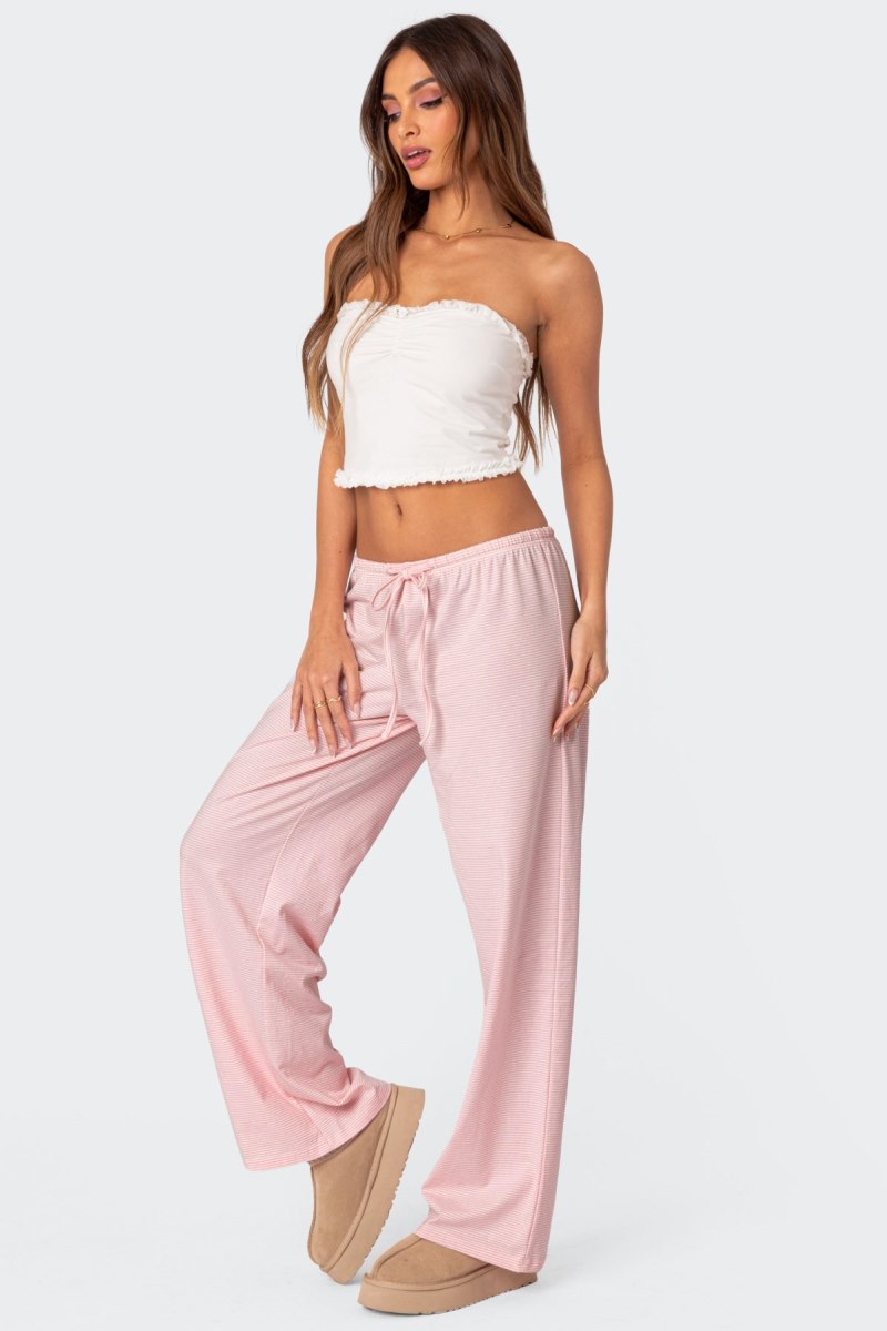 Edikted Olivia Striped Loose Fit Pants Blue And White | USA FA654505P6