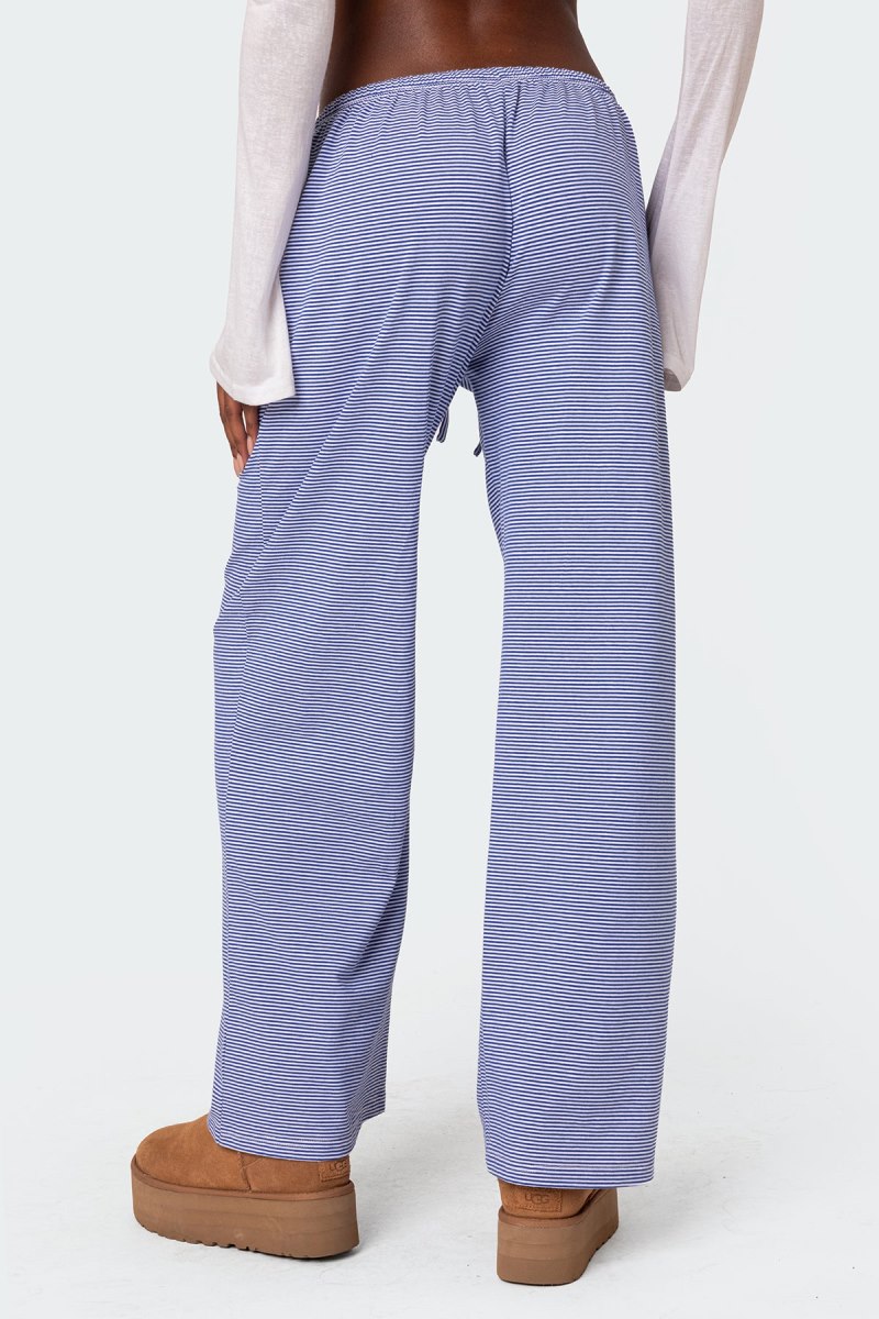 Edikted Olivia Striped Loose Fit Pants Blue And White | USA HO518351T7