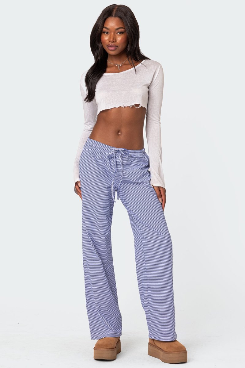 Edikted Olivia Striped Loose Fit Pants Blue And White | USA HO518351T7
