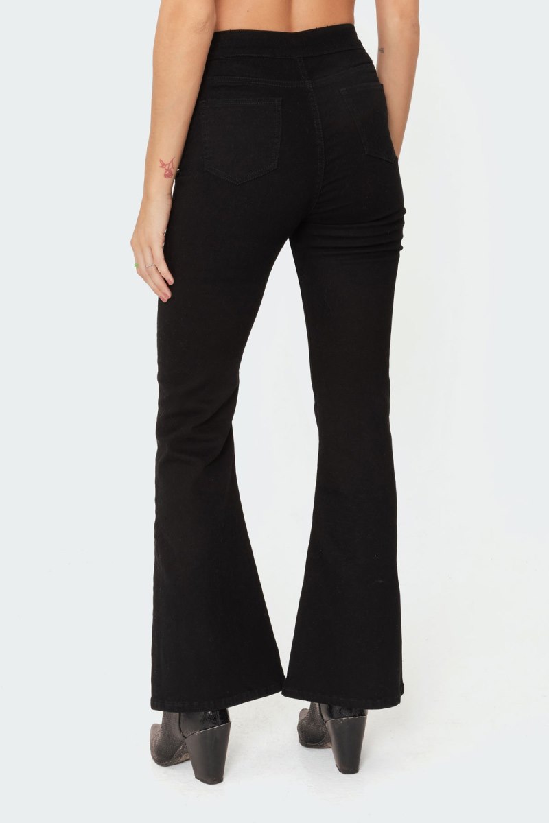 Edikted Olympia Cut-Out Flared Jeans Black | USA OU778247Q5