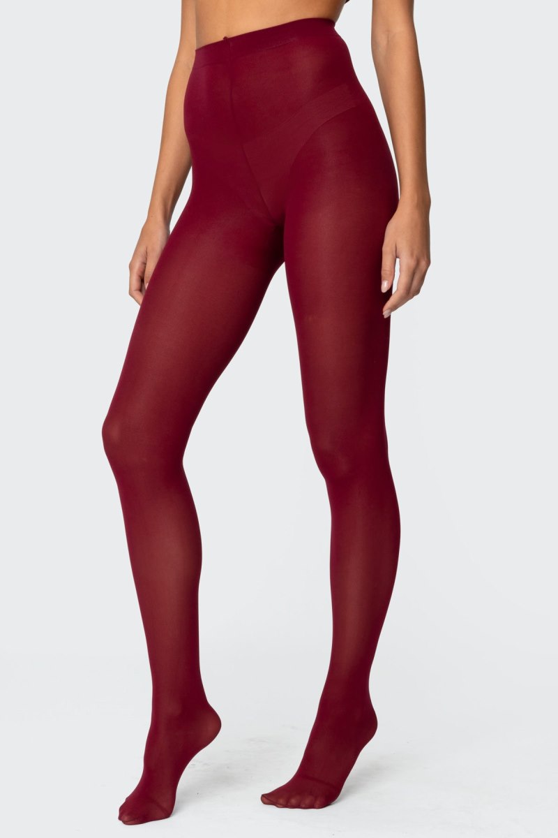 Edikted Opaque Tights Socks Burgundy | USA LC550905N2