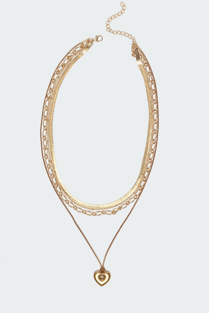 Edikted Open Heart Layered Necklaces Gold | USA MI731143N8