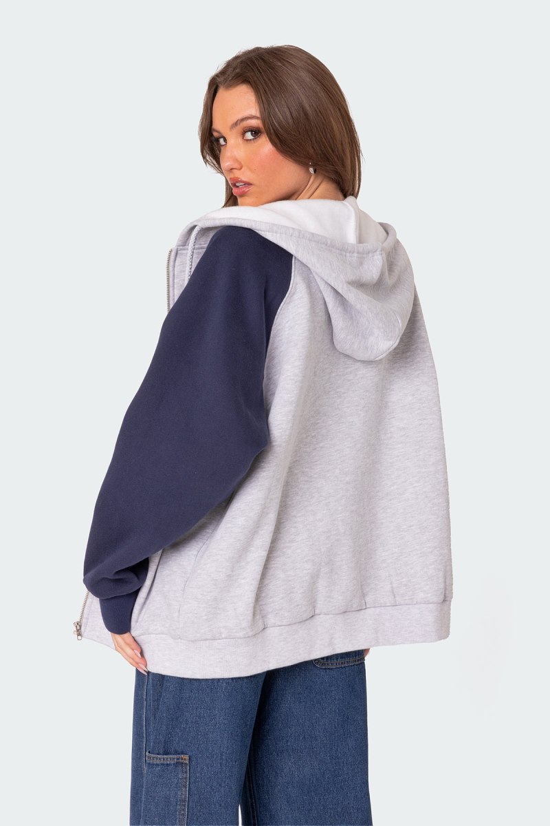 Edikted Oslo Zip Up Hoodie Long Sleeve Tops Gray Melange | USA PA167416A6