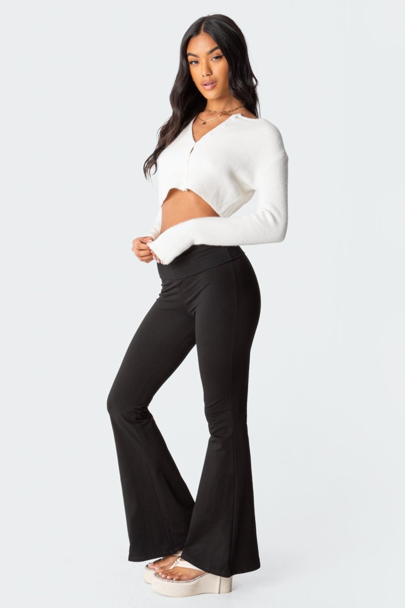 Edikted Otto Cropped Cardigan Long Sleeve Tops White | USA YW198689F9