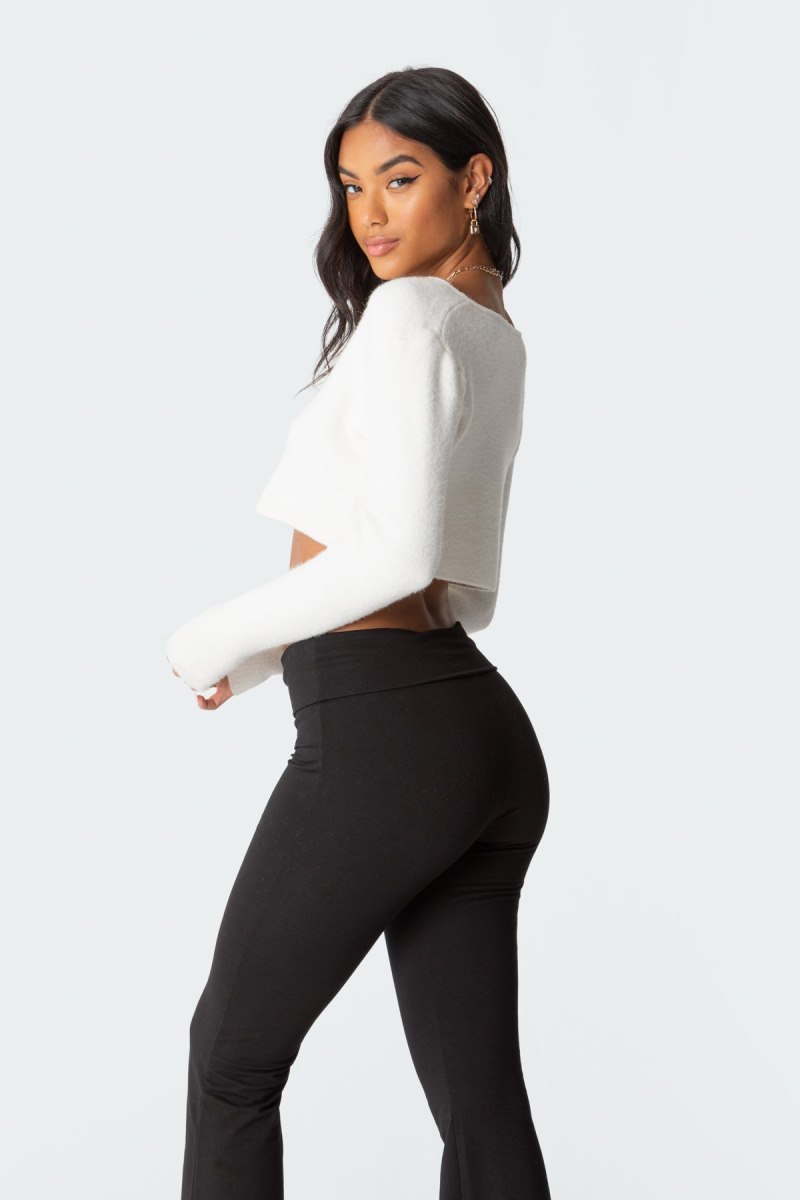 Edikted Otto Cropped Cardigan Long Sleeve Tops White | USA YW198689F9