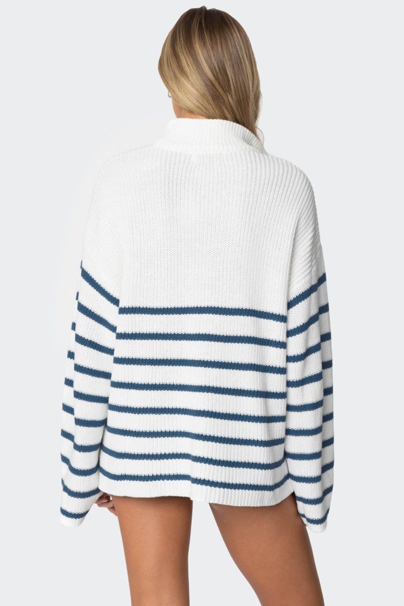 Edikted Oversized Quarter Zip Sweater Black And White | USA CB405820C3